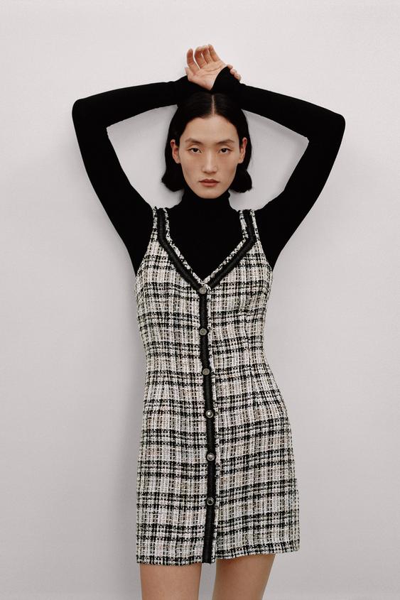 テクスチャード チェック ジャンパースカート Zara Japan 日本 テクスチャード チェック ジャンパースカート Zara Japan 日本