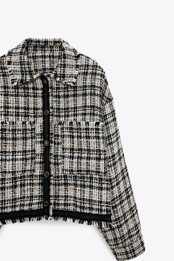 チェック柄テクスチャー素材ジャケット Zara Japan 日本 チェック柄テクスチャー素材ジャケット Zara Japan 日本