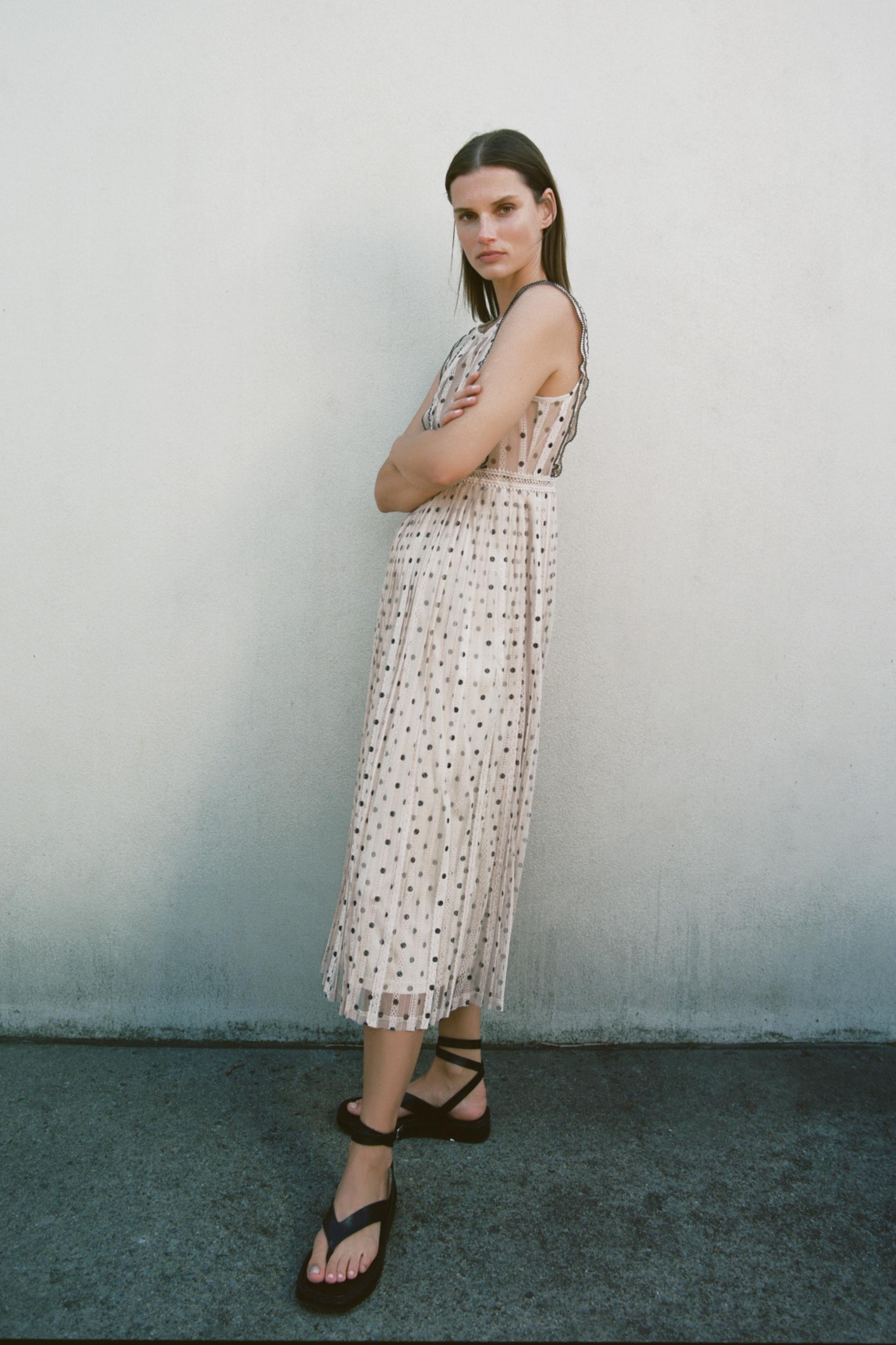 セミシースルー ドットワンピース Zara Japan 日本 セミシースルー ドットワンピース Zara Japan 日本
