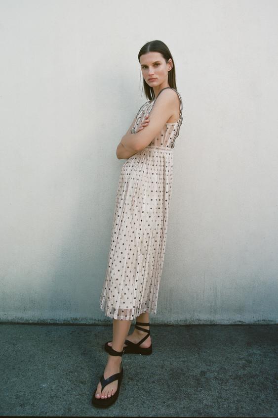 セミシースルー ドットワンピース Zara Japan 日本 セミシースルー ドットワンピース Zara Japan 日本