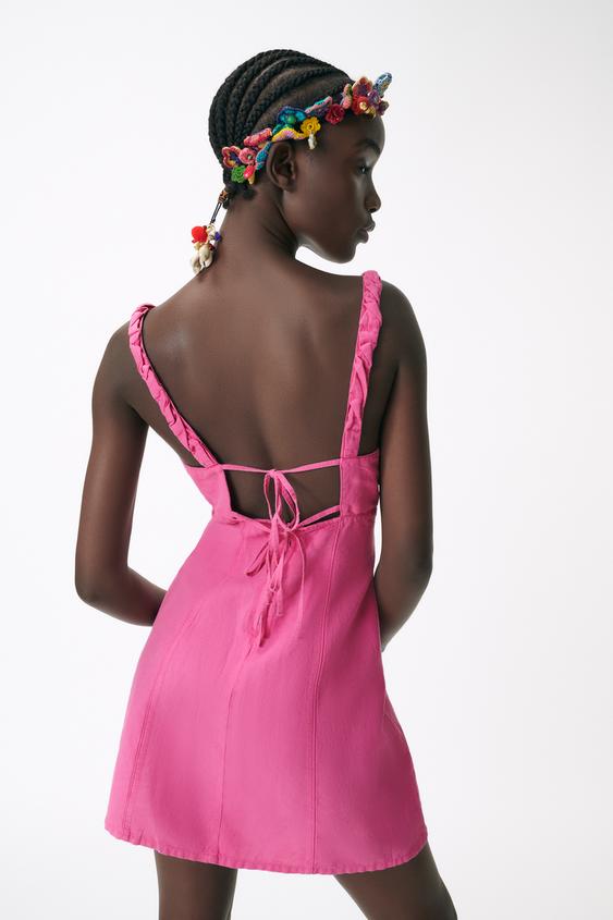 リネン地ミニ丈ワンピース Zara Japan 日本 リネン地ミニ丈ワンピース Zara Japan 日本