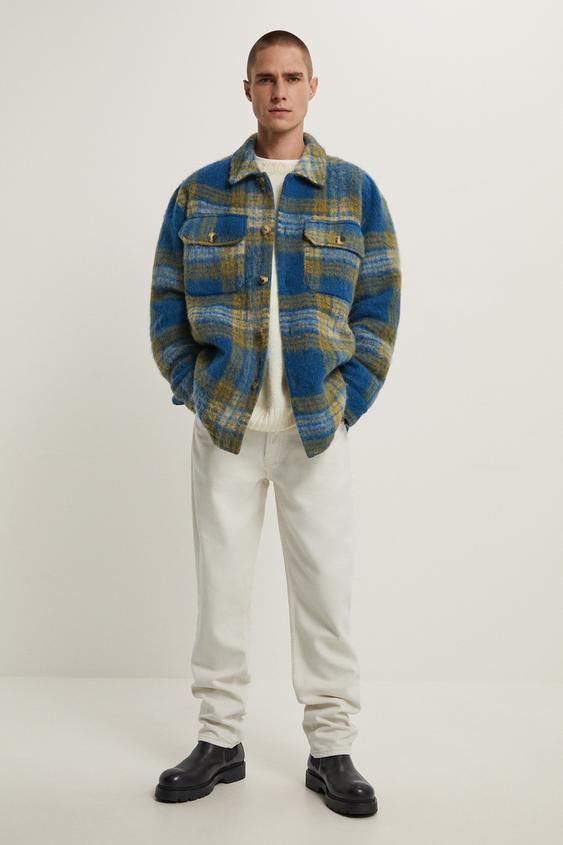 ウール混チェック柄シャツジャケット Zara Japan 日本 ウール混チェック柄シャツジャケット Zara Japan 日本