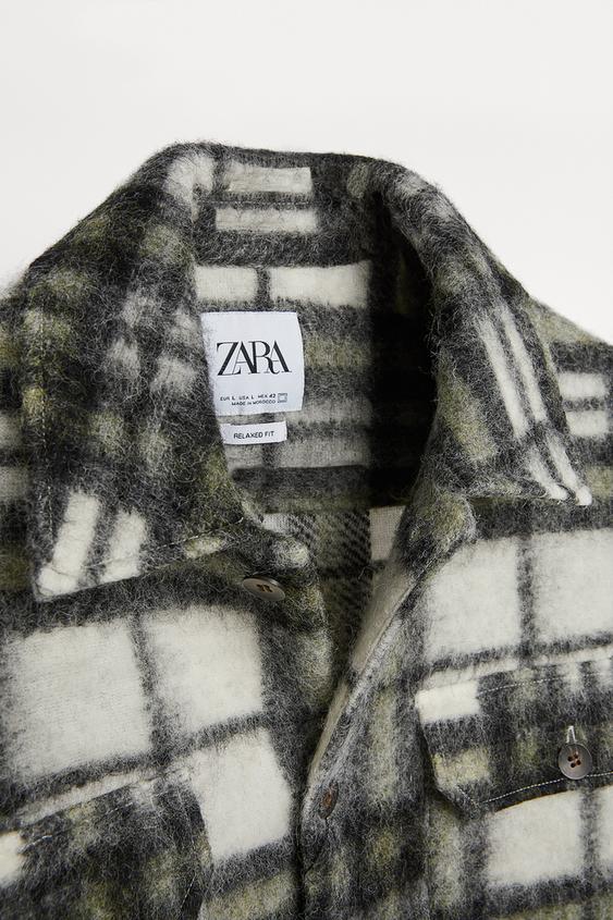 ウール混チェック柄シャツジャケット Zara Japan 日本 ウール混チェック柄シャツジャケット Zara Japan 日本