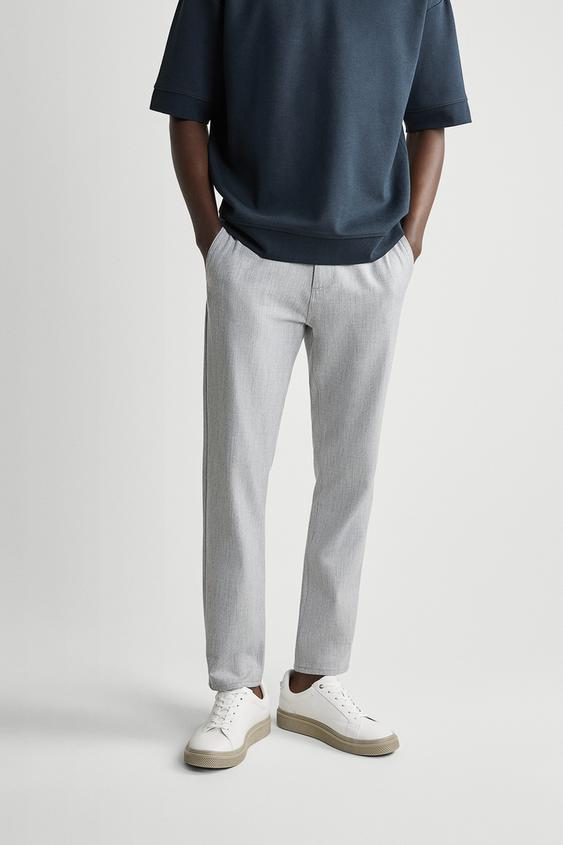 COMFORT FIT CHINO TROUSERS - Grey marl 
