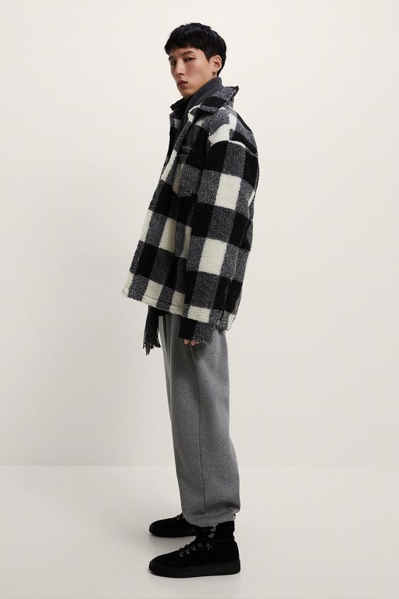 チェック ボアシャツジャケット Zara Japan 日本 チェック ボアシャツジャケット Zara Japan 日本