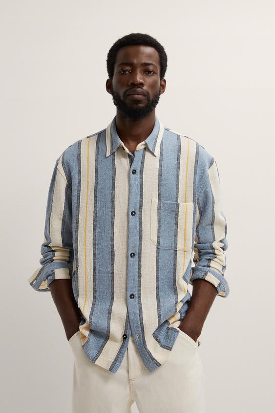 テクスチャーストライプ シャツジャケット Zara Japan 日本 テクスチャーストライプ シャツジャケット Zara Japan 日本