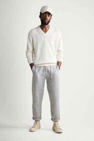 Pantalon lin homme zara Clearance
