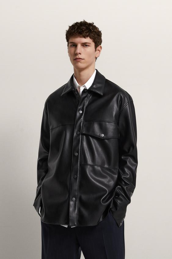 フェイクレザー シャツジャケット Zara Japan 日本 フェイクレザー シャツジャケット Zara Japan 日本