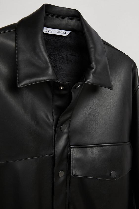 フェイクレザー シャツジャケット Zara Japan 日本 フェイクレザー シャツジャケット Zara Japan 日本