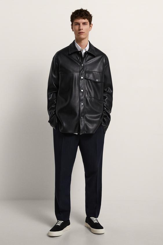フェイクレザー シャツジャケット Zara Japan 日本 フェイクレザー シャツジャケット Zara Japan 日本