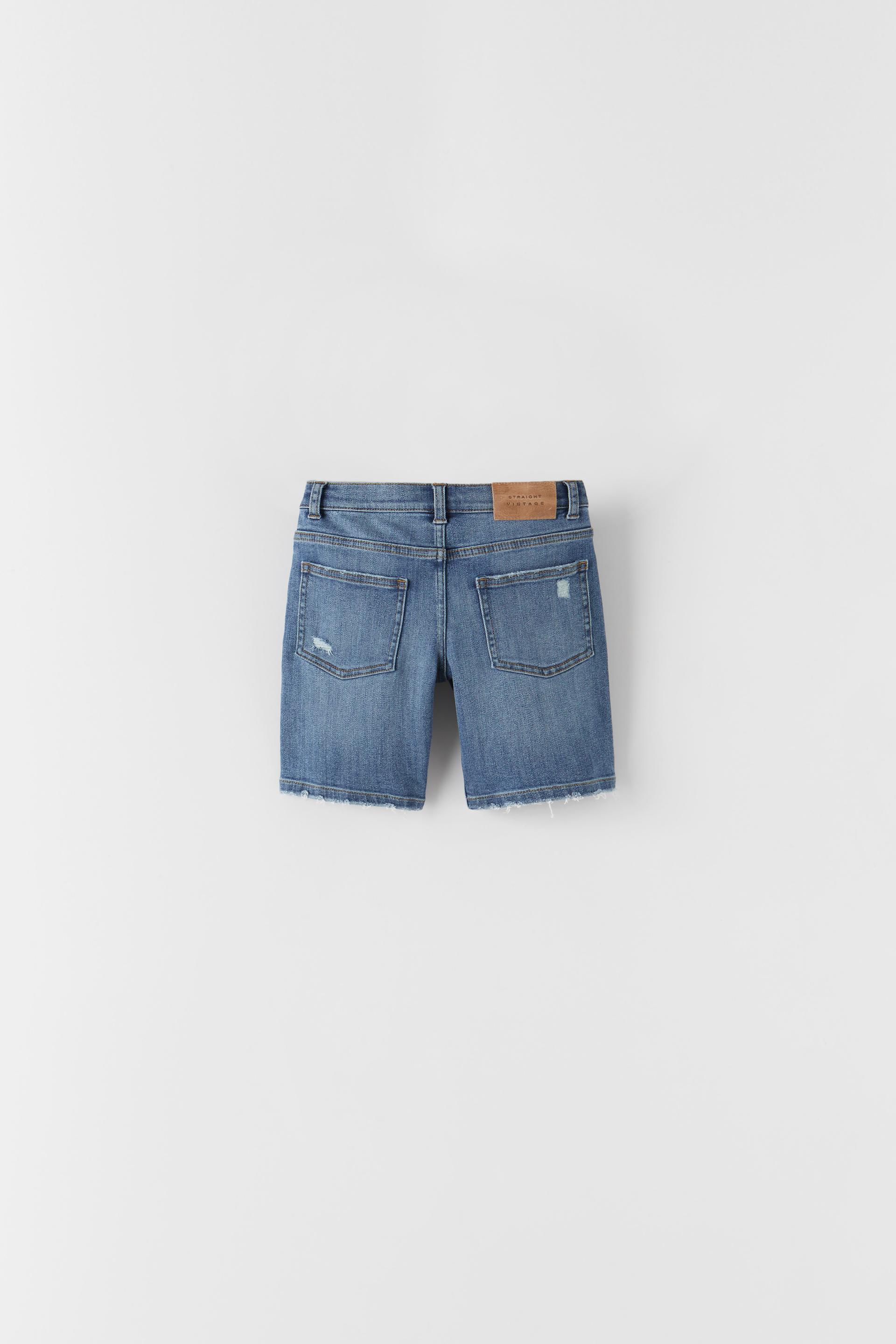 washed denim shorts
