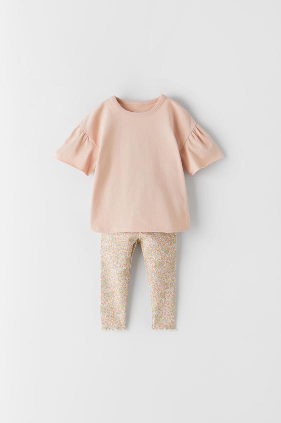 T-SHIRT AND LEGGINGS SET - Pink | ZARA 