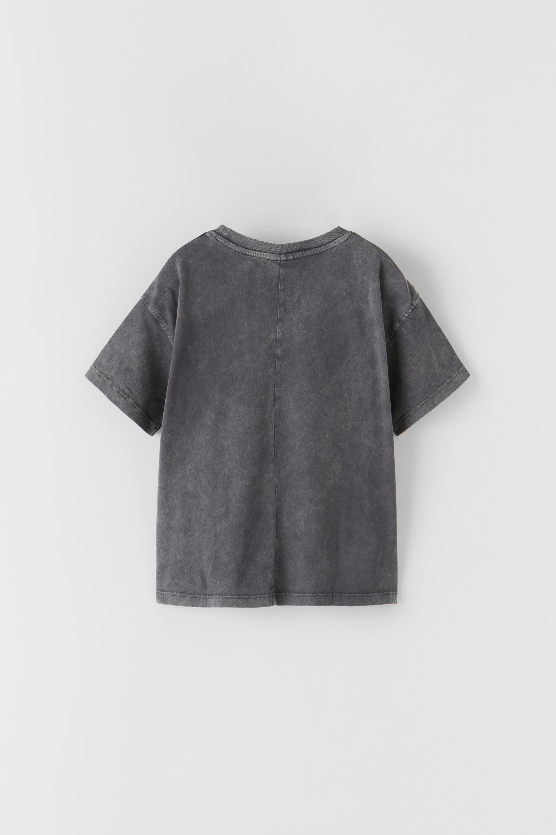 PRINTED ACID WASH T-SHIRT - Anthracite 