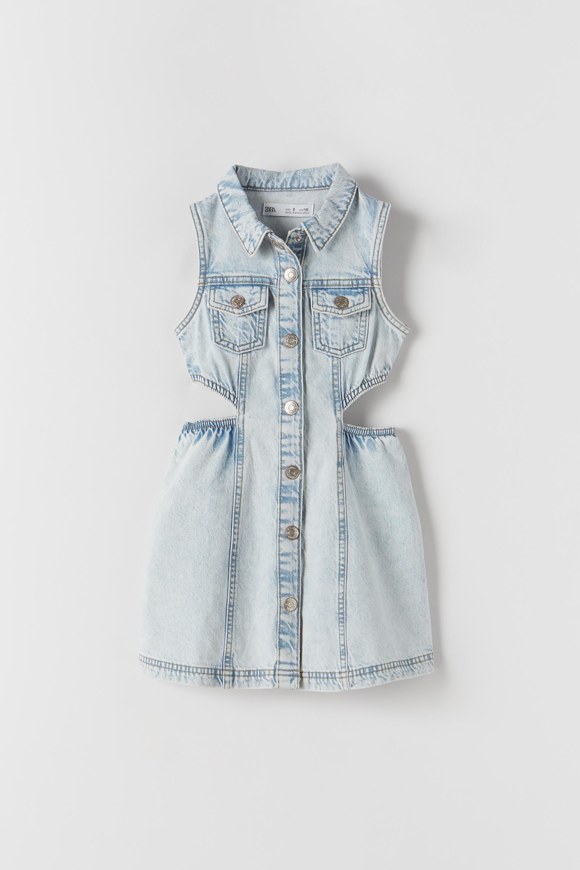 CUT-OUT DENIM DRESS - White | ZARA 