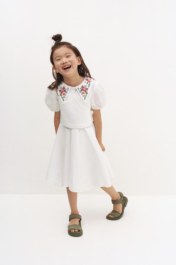 フラワーエンブロイダリー ポプリン ワンピース Zara Japan 日本 フラワーエンブロイダリー ポプリン ワンピース Zara Japan 日本