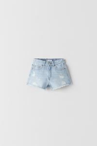 FLOWING DENIM BERMUDA SHORTS - Blue 