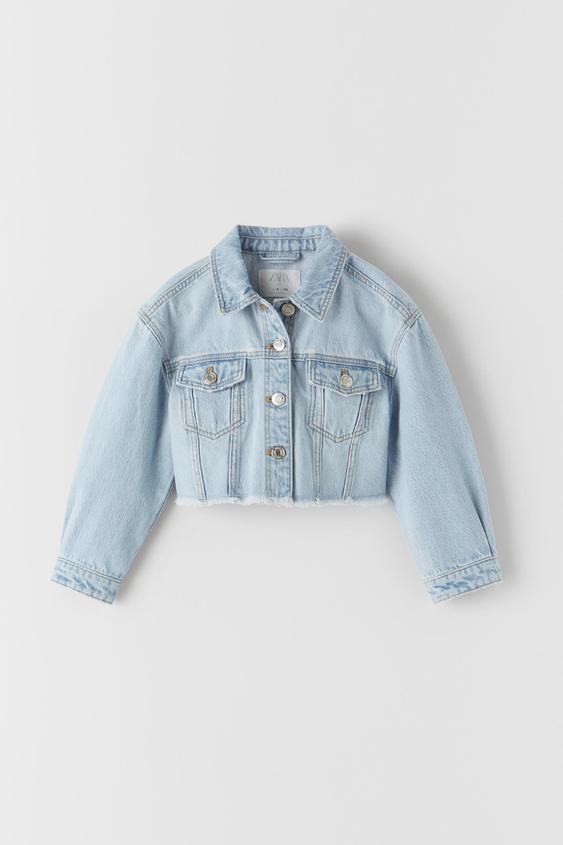 Cazadora denim cropped zara clearance