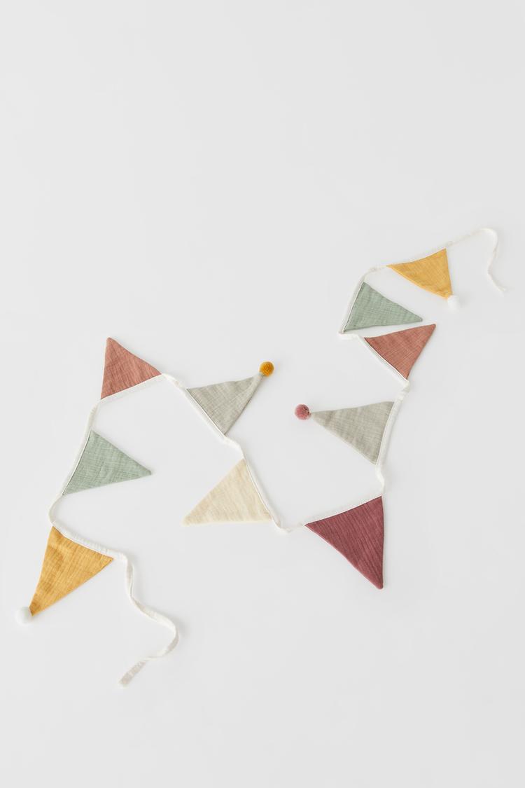 Afbeelding 1 van GEKLEURDE SLINGER MET POMPONS van Zara