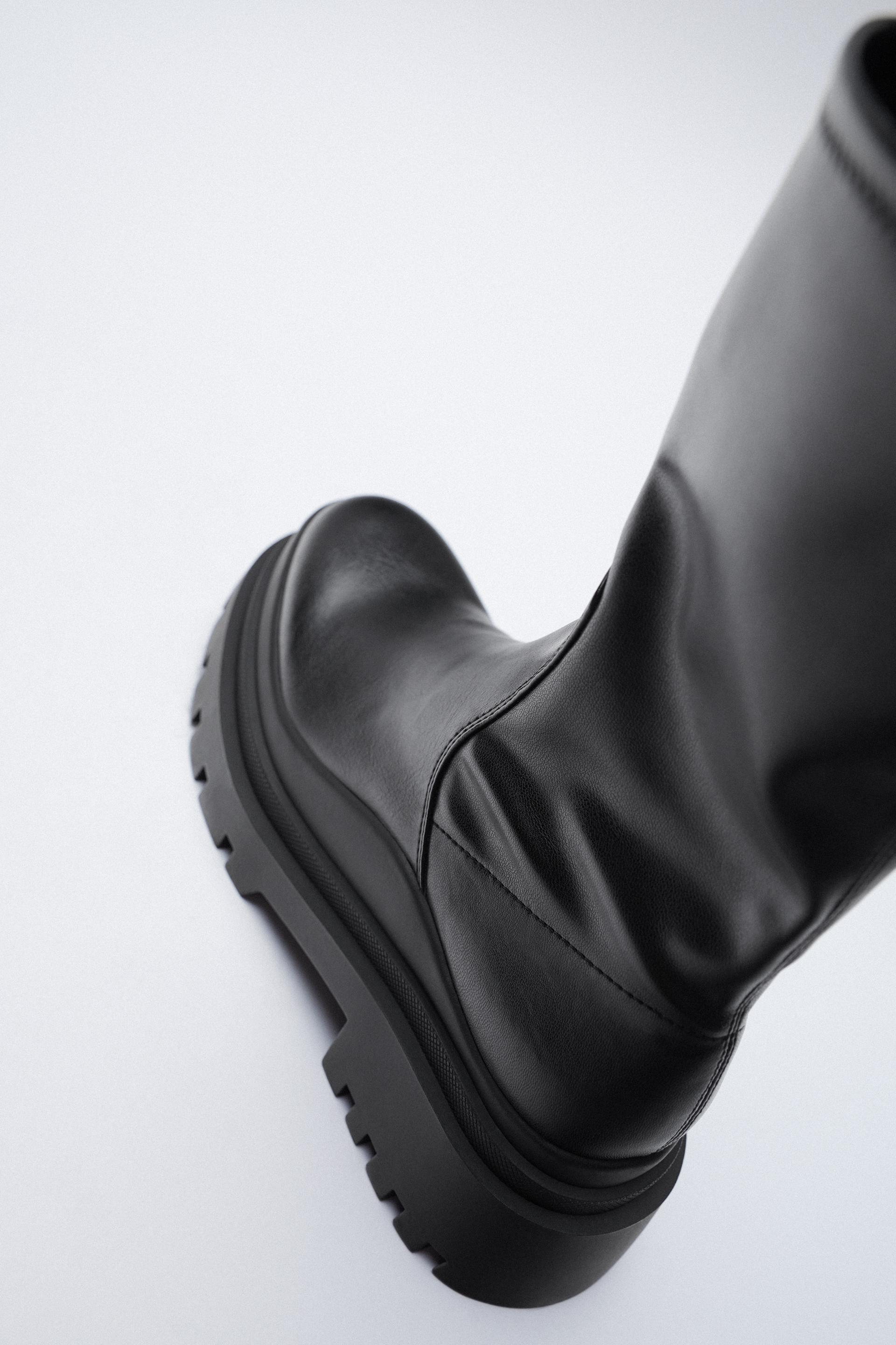 zara black platform boots