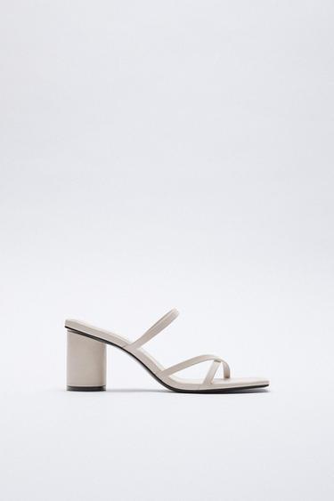 zara white heeled sandals