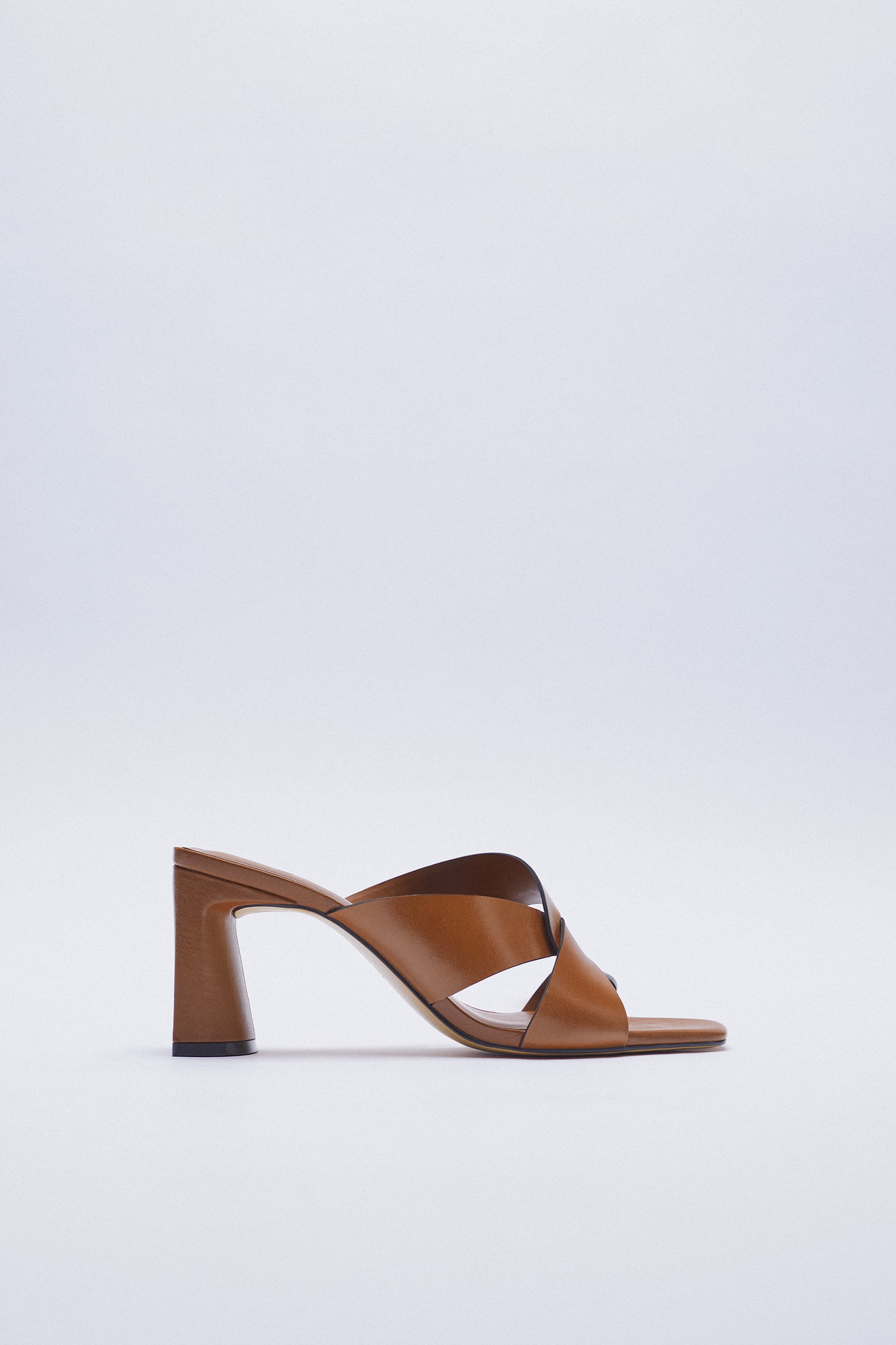 Brown Leather Block Heel Sandals 