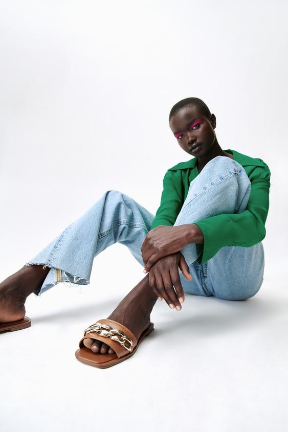 zara brown slippers