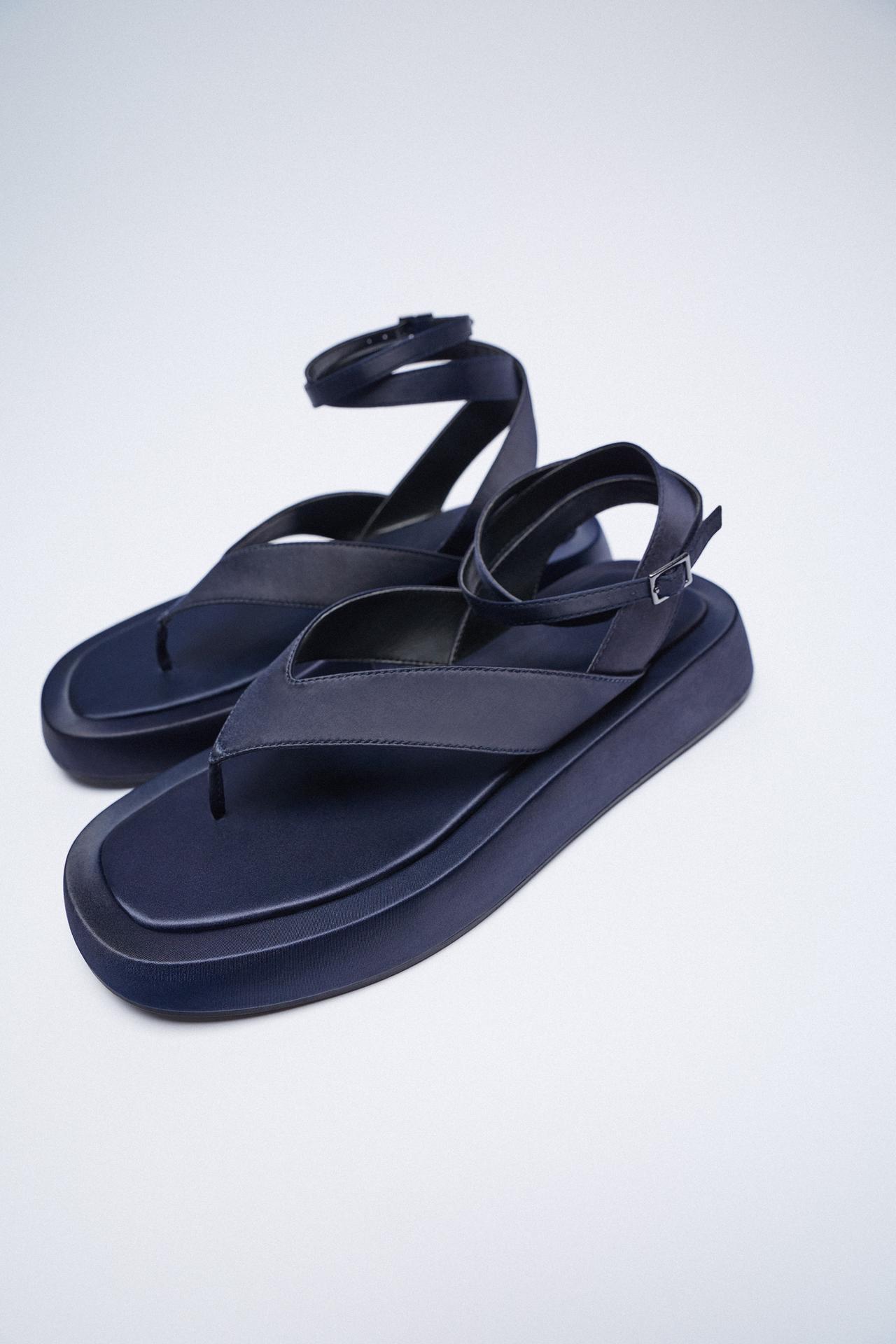 Zara FLAT SATIN FABRIC SANDALS, £55.99