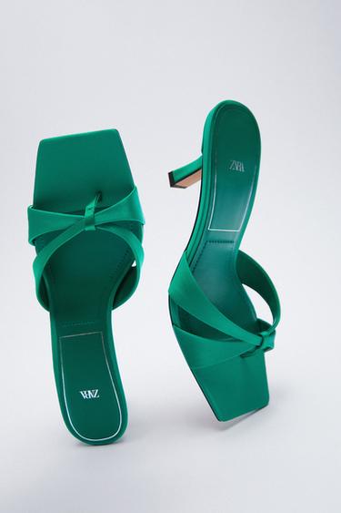 Image 2 of HEELED SATIN EFFECT SANDALS from Zara