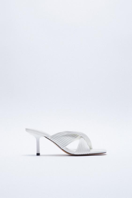 zara white heeled sandals