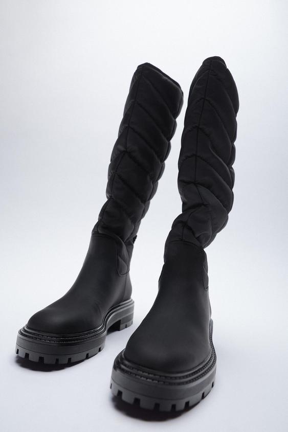 キルティング フラット ニーハイブーツ Zara Japan 日本 キルティング フラット ニーハイブーツ Zara Japan 日本