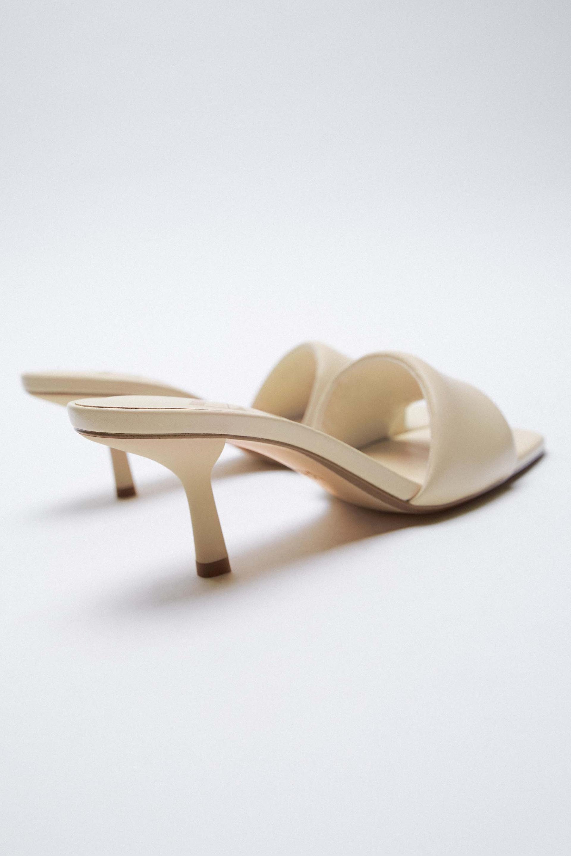 Zara Padded Leather Heeled Sandals 82497957 002 Zara Padded Leather Heeled Sandals 82497957 002