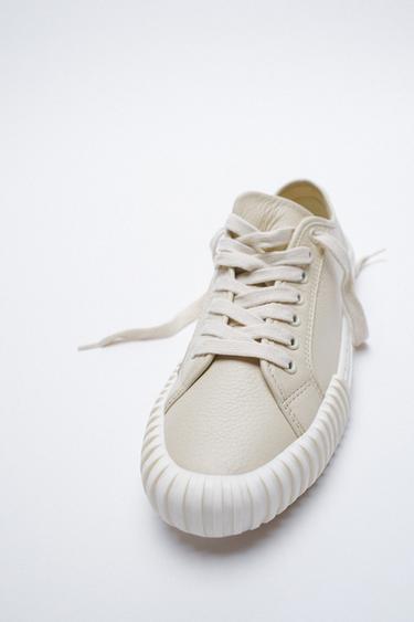zara soft leather trainers