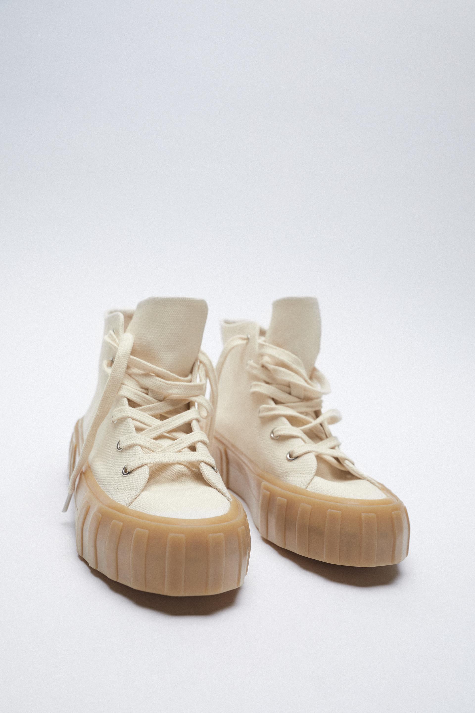 Zara canvas high top trainers Clearance