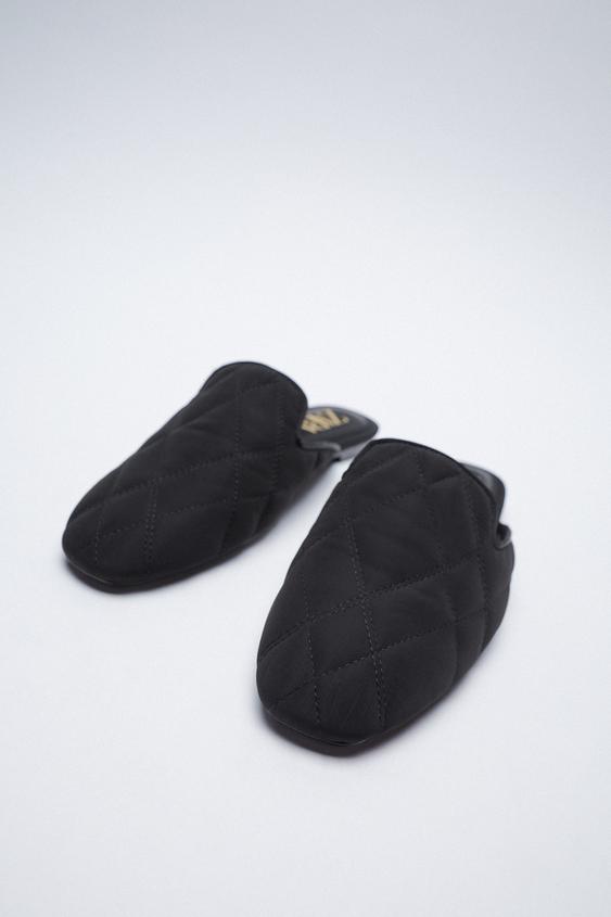Quilted flat mules