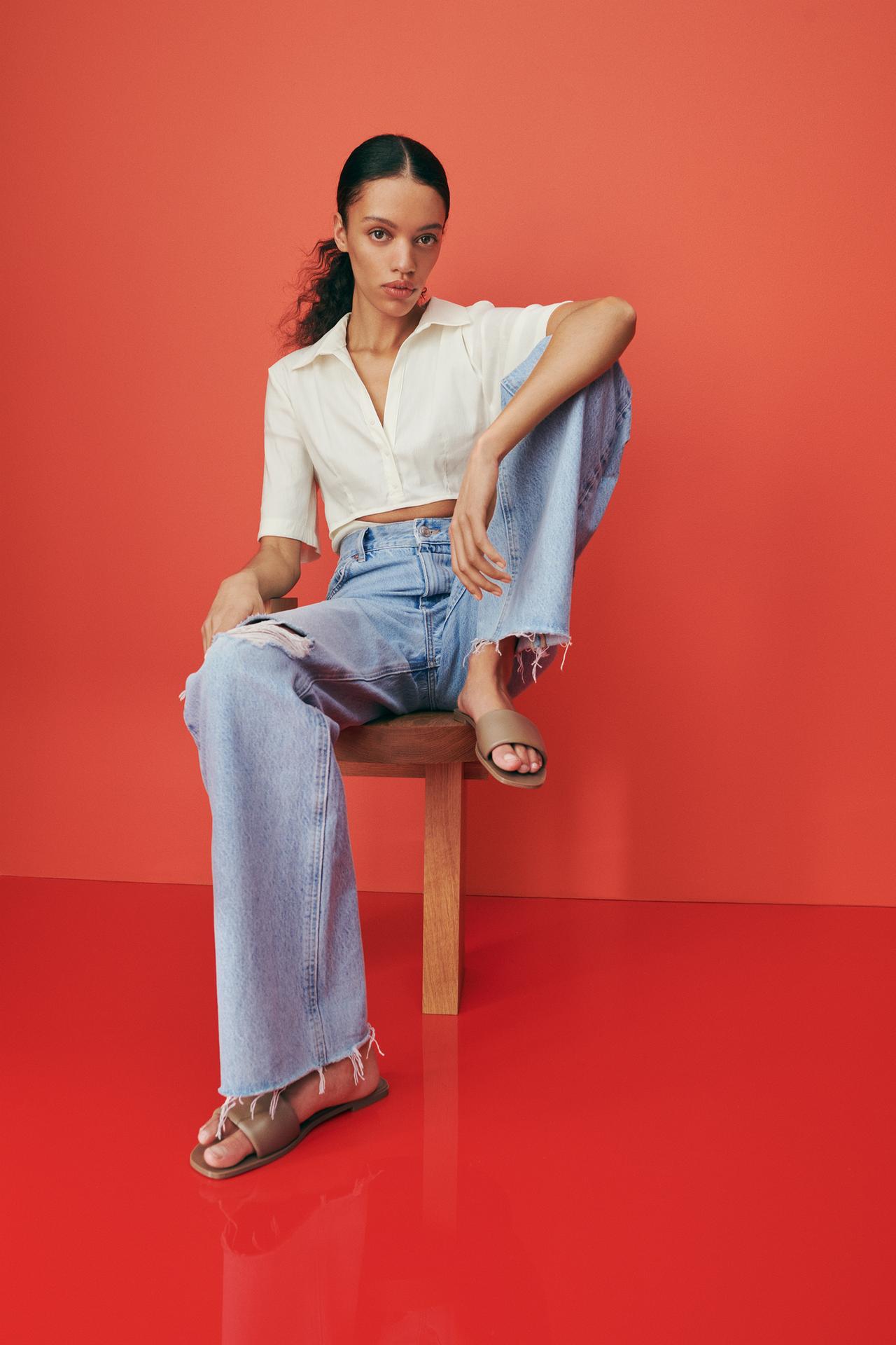 Zara PADDED FLAT LEATHER SANDALS, £27.99