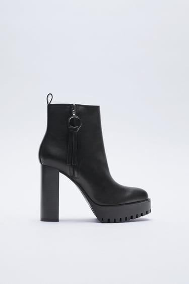 HIGH-HEEL ANKLE BOOTS WITH TRACK SOLES