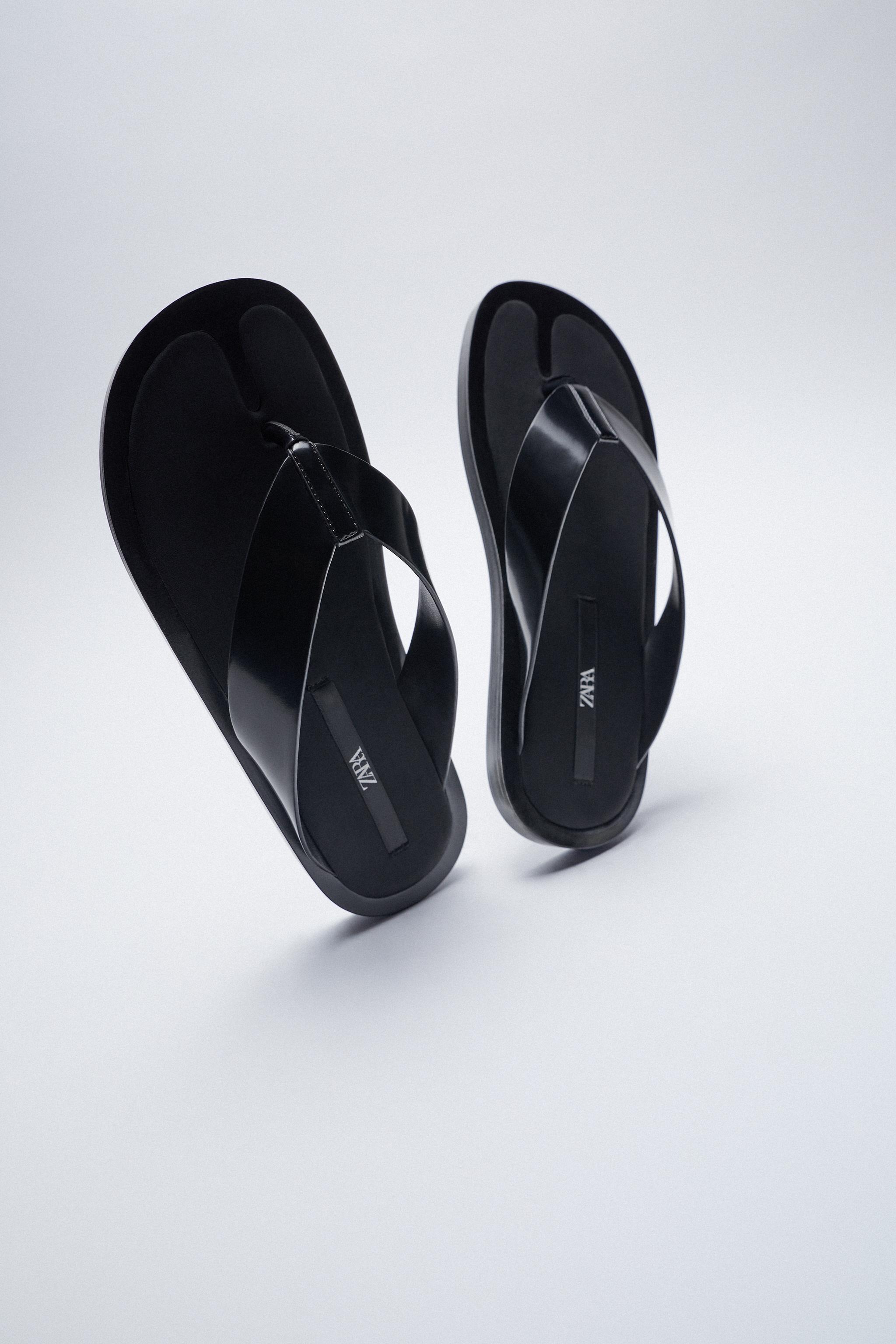 MINIMAL flatform FLAT SANDALS in black Zara