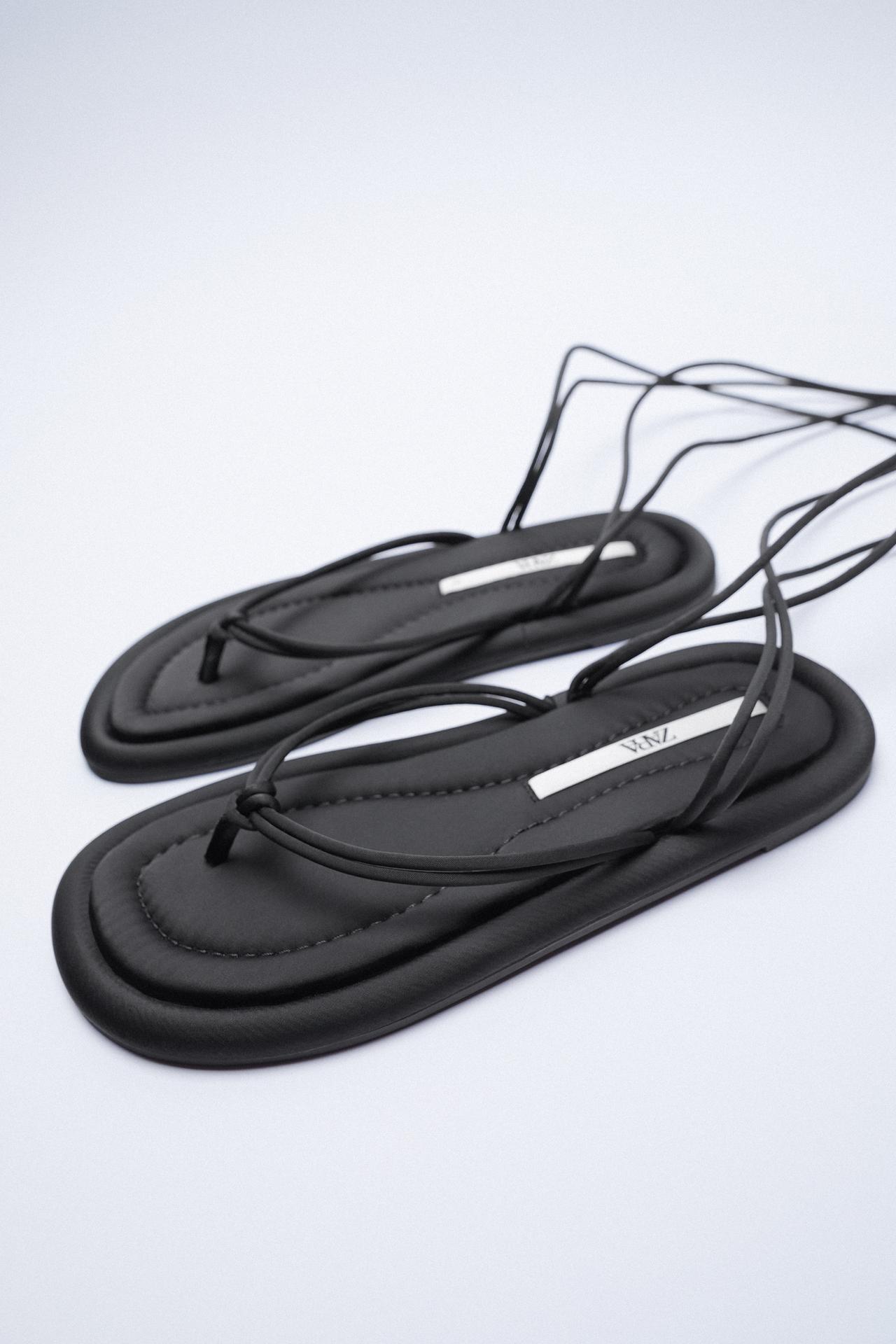 Zara FLAT PADDED SANDALS WITH TIE DETAIL, £29.99