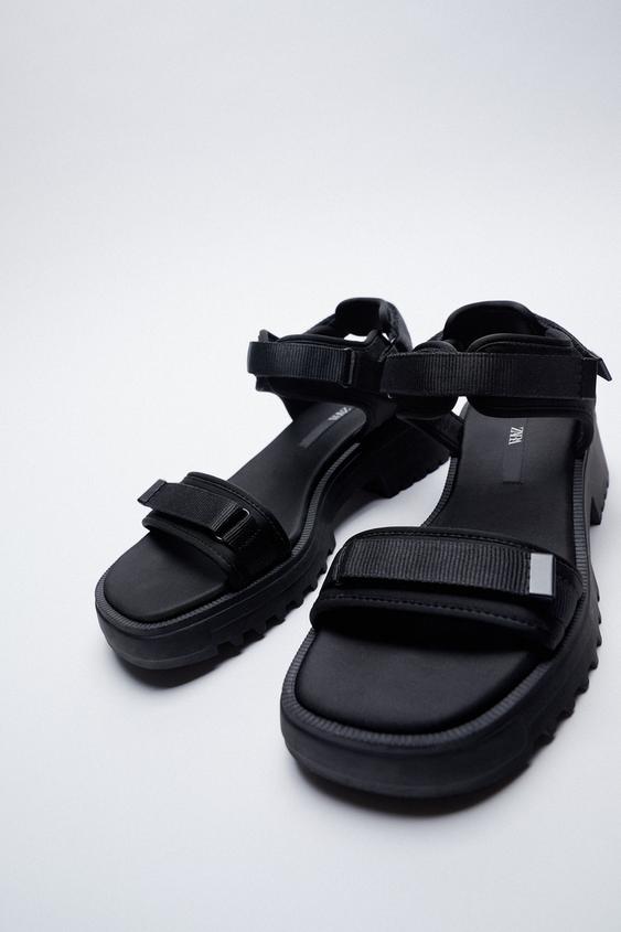 Image 3 of LOW HEEL LUG SOLE SANDALS from Zara