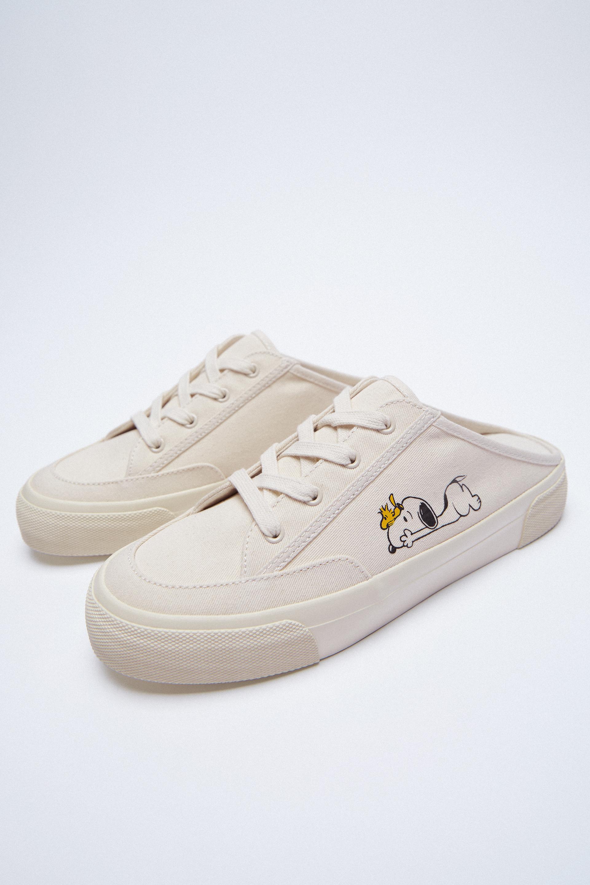 スヌーピー ミュールスニーカー ホワイト Zara Japan 日本 スヌーピー ミュールスニーカー ホワイト Zara Japan 日本