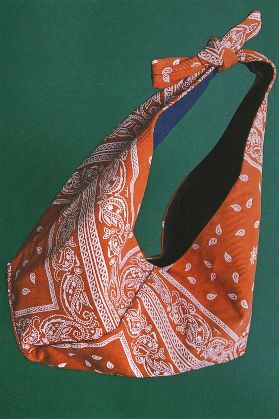 Image 0 of PAISLEY MIDI BUCKET BAG from Zara