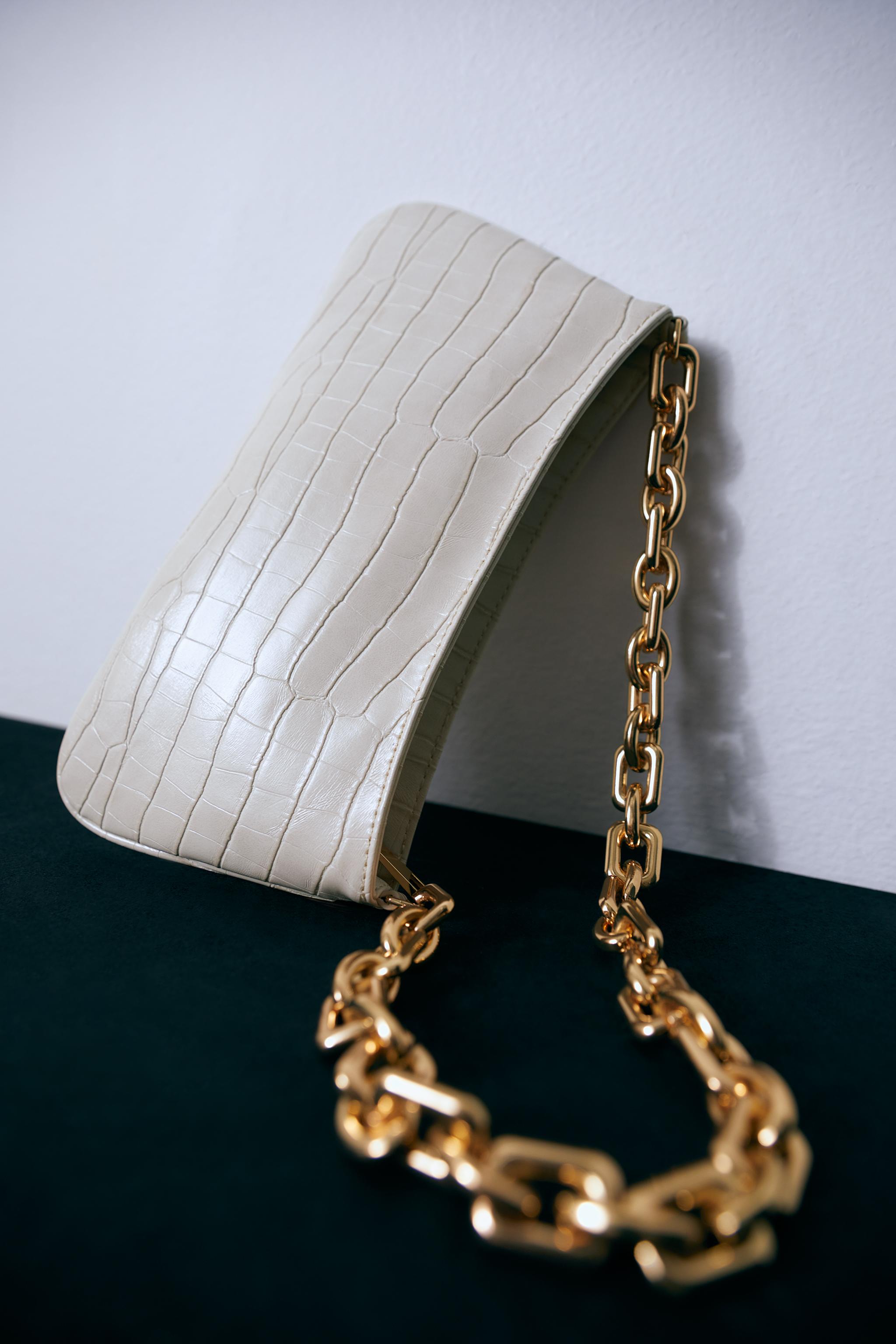 ANIMAL PRINT SHOULDER BAG WITH CHAIN zara