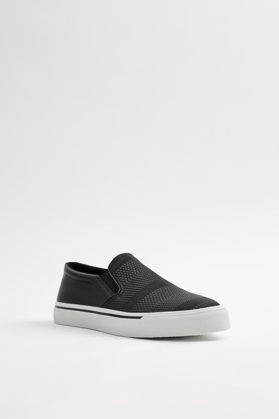 エンボス ノーシューレーススニーカー ブラック Zara Japan 日本 エンボス ノーシューレーススニーカー ブラック Zara Japan 日本