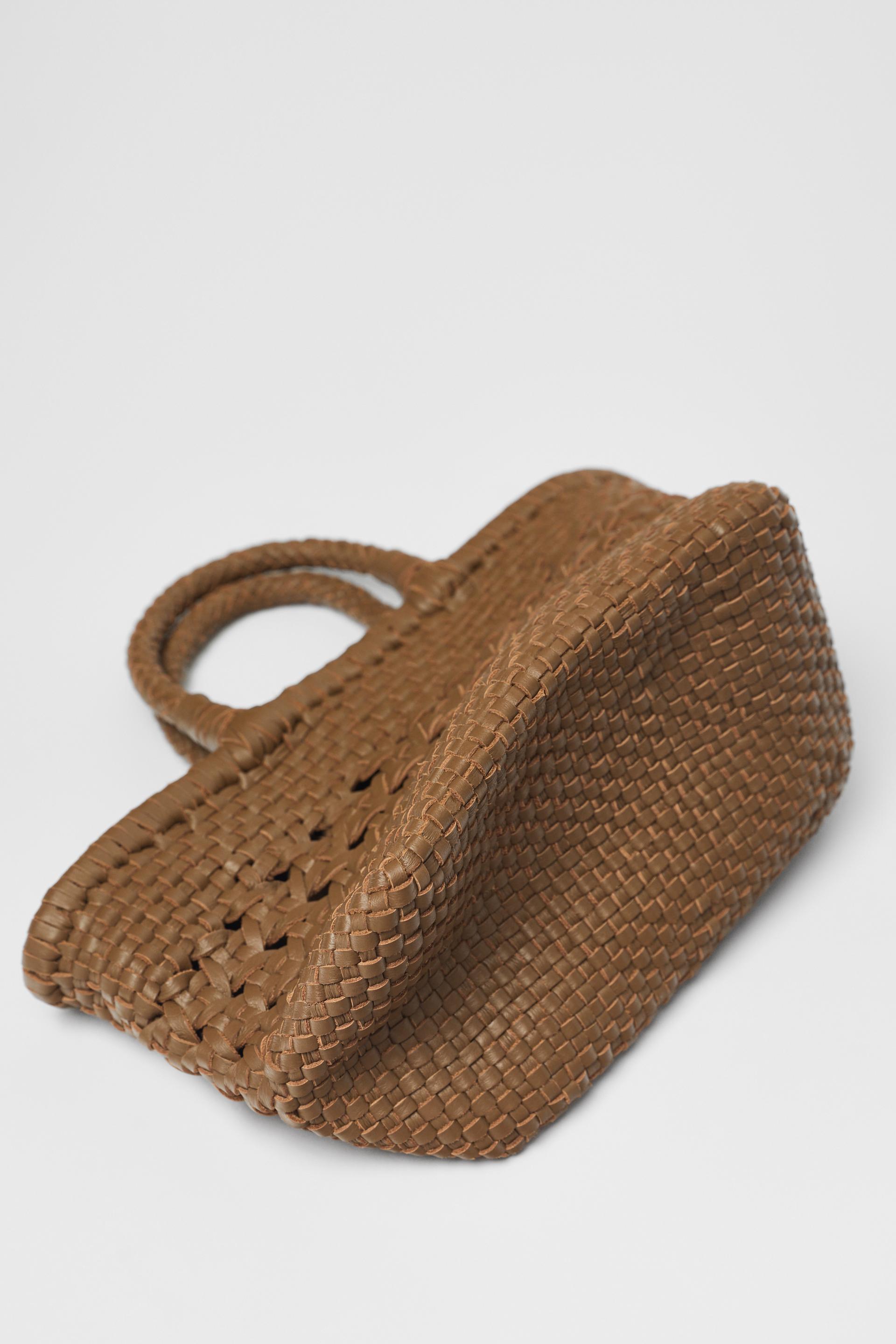 BOLSO PIEL TRENZADA - Marrón | ZARA Chile