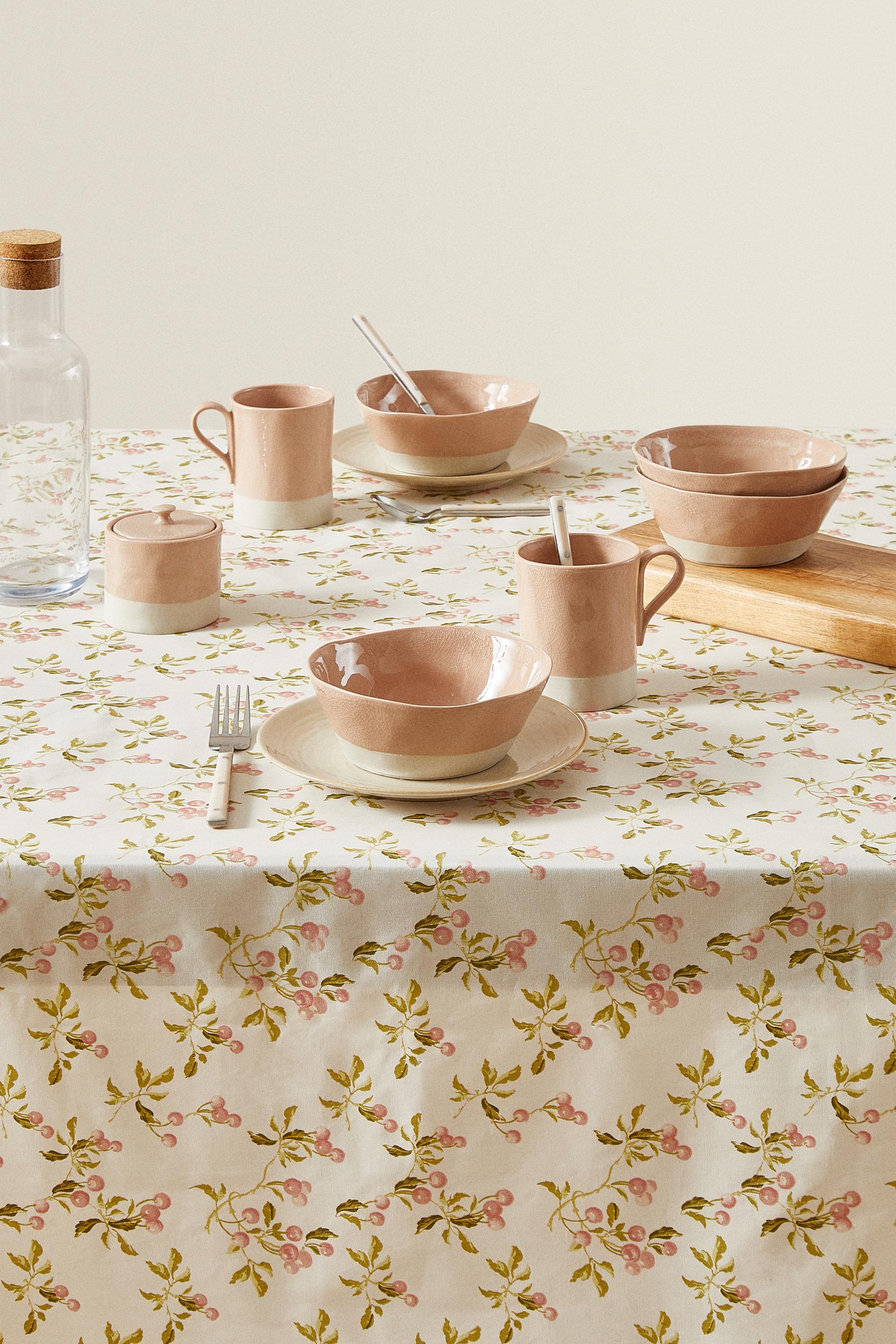 チェリープリント レジンコーティング テーブルクロス ピンク Zara Japan 日本 チェリープリント レジンコーティング テーブルクロス ピンク Zara Japan 日本