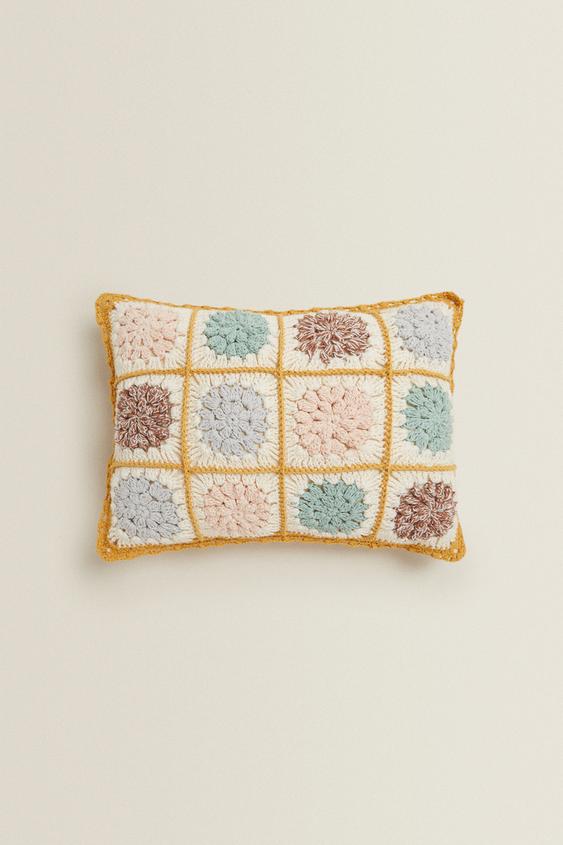 フラワー クロシェット クッションカバー Zara Japan 日本 フラワー クロシェット クッションカバー Zara Japan 日本