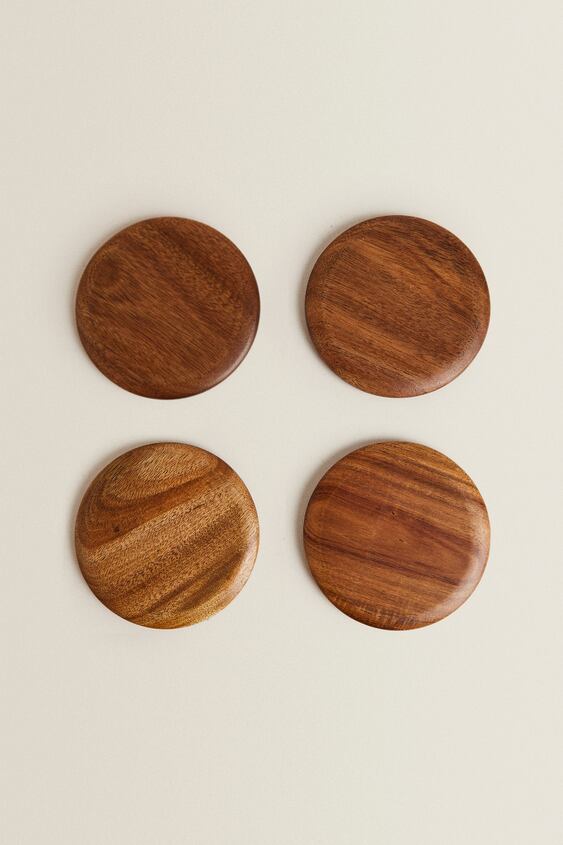 Wooden Coasters Pack Of 4 Zara, Round Wooden Coasters