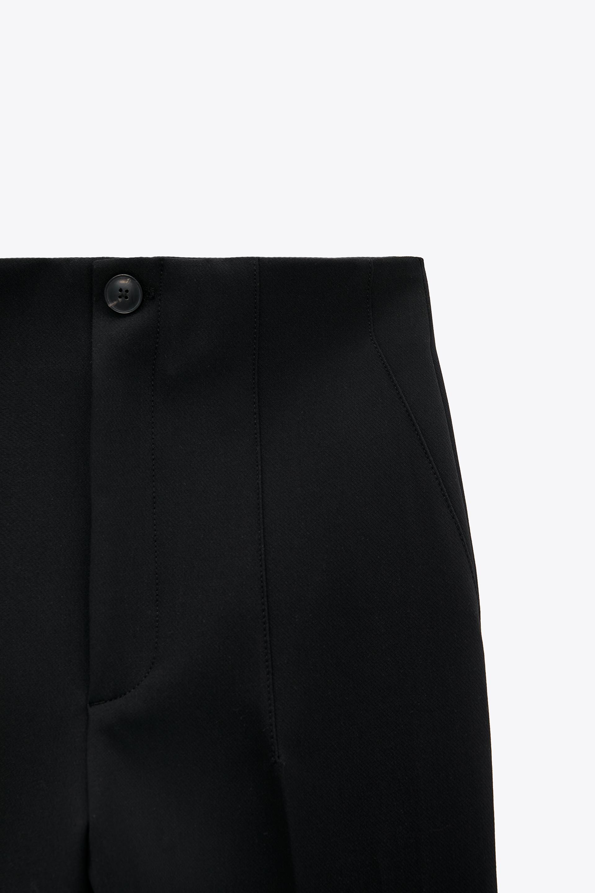 HIGH-WAIST SPLIT-HEM TROUSERS - Black 