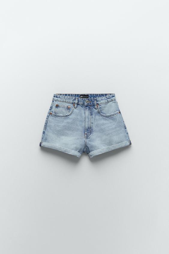 Zara MOM FIT DENIM SHORTS - 79442879-400-