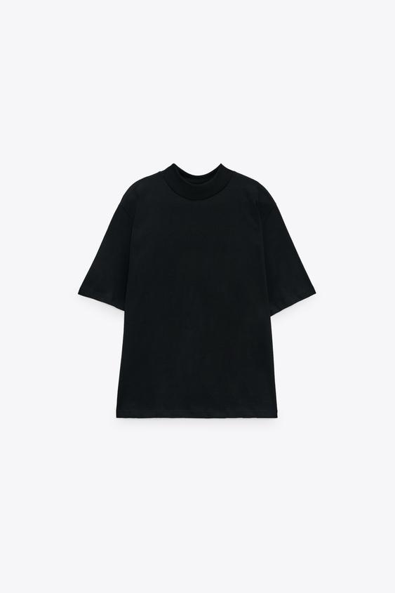 HIGH NECK T-SHIRT - Black | ZARA Australia